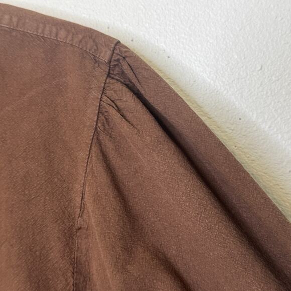Inter American Trading Peasant Shirt Mens Size Large Brown Pintuck Long Sleeve - Picture 4 of 8